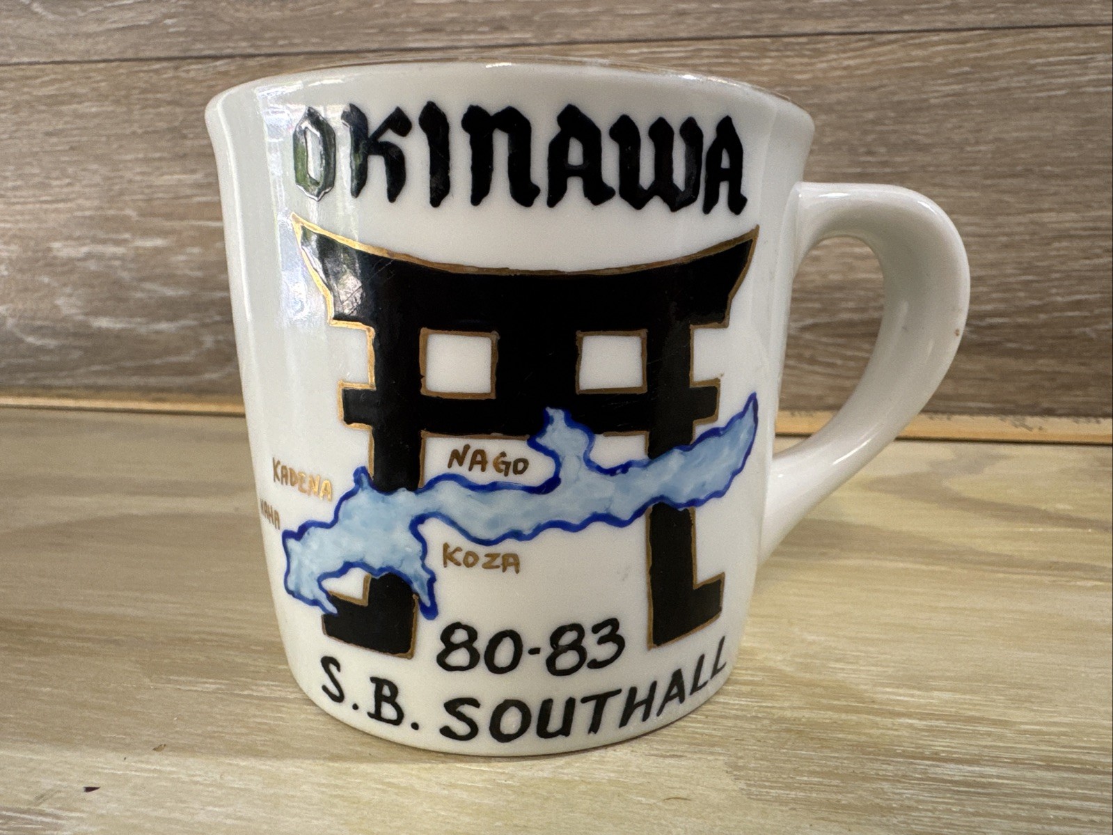 Vintage Okinawa USAF Japan Southhall 80-83 K 135 Stratotanker Painted Mug Kadena