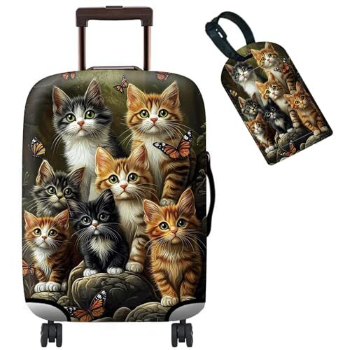 Luggage Coveruitcase Protector + Luggage Tag Traveluitcase Cover S Cats Family