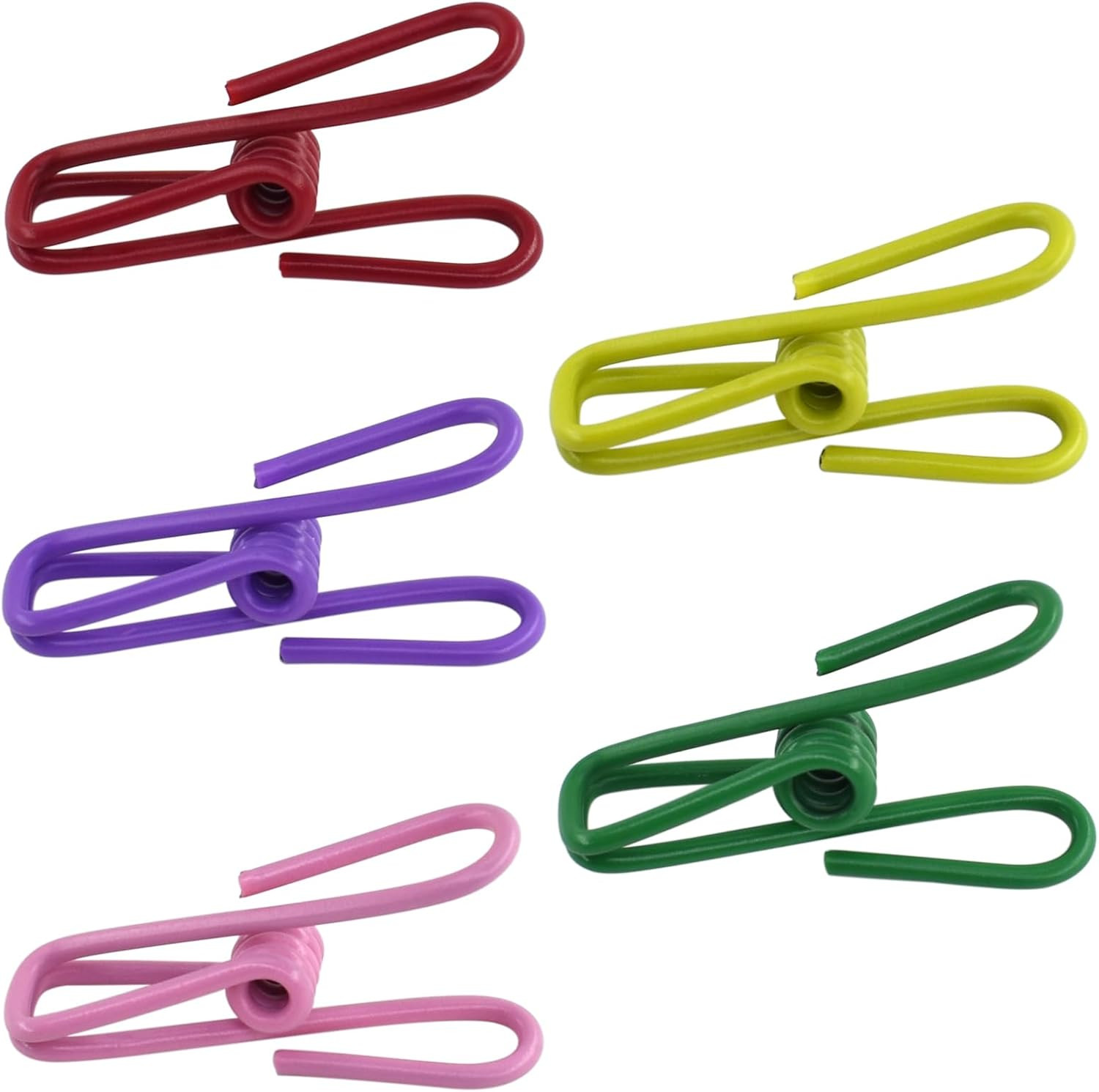 50 Packs Steel Wire Clips Vinyl Plastic Coated Multi-Function Colored Utility Cl
