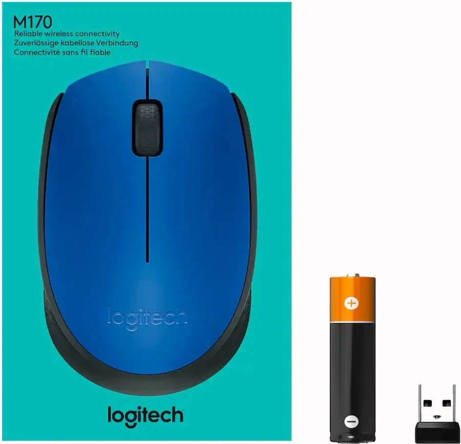 Logitech - M170 Wireless Compact Optical Ambidextrous Mouse - Blue (910-004800)