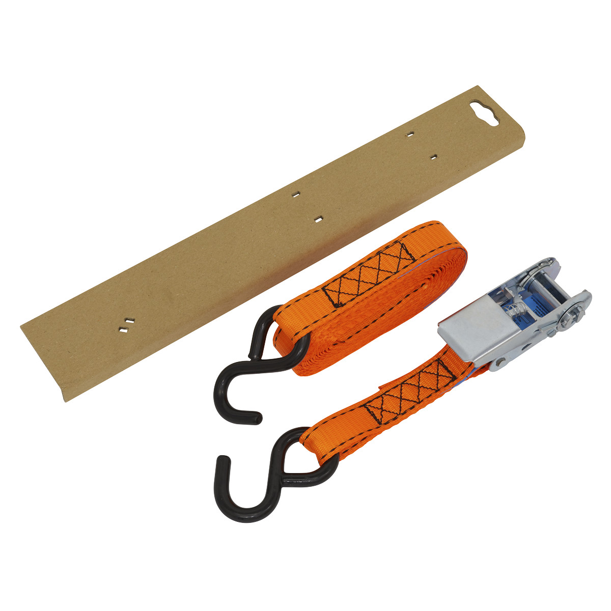 Sealey Ratchet Strap 25mm x 5m Polyester Webbing S-Hook With Corner TD0635S