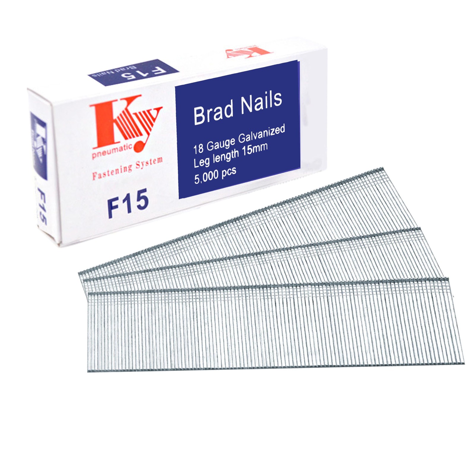 5000 Counts 18 Gauge Galvanized Brad Nails, 5/8in 18 GA 5/8in-F15