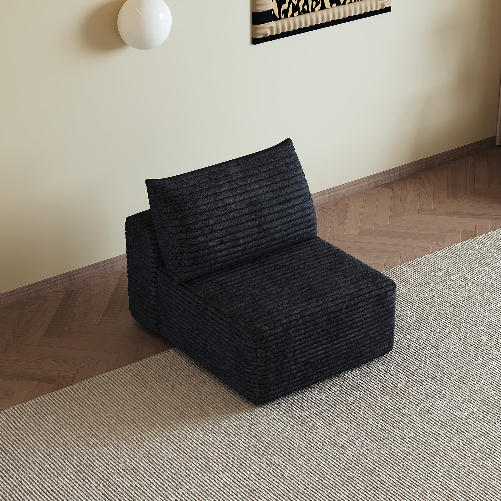 Corduroy Chaise Lounge Sofa 27.5" L x 37.4" W x 24.4" H