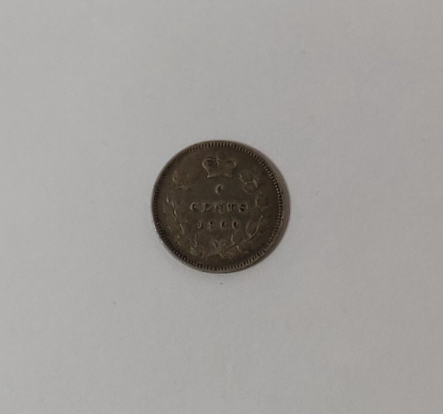 1900 CANADA STERLING SILVER 5 CENT SILVER COIN