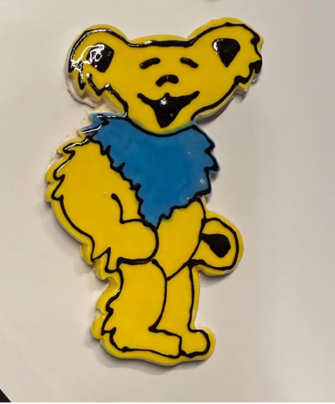 Yellow Ceramic Tile Grateful Dead Dancing Bear App 4” Height