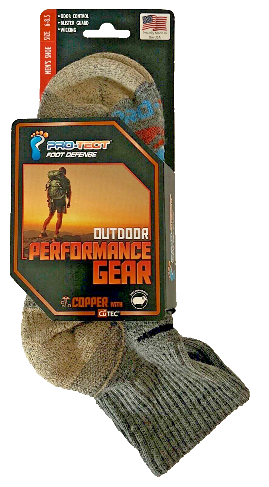 PRO-TECT FOOT DEFENSE 2-PR QUARTER STYLE 62% MERINO WOOL SZ MD FIT 6-8.5 SHOE