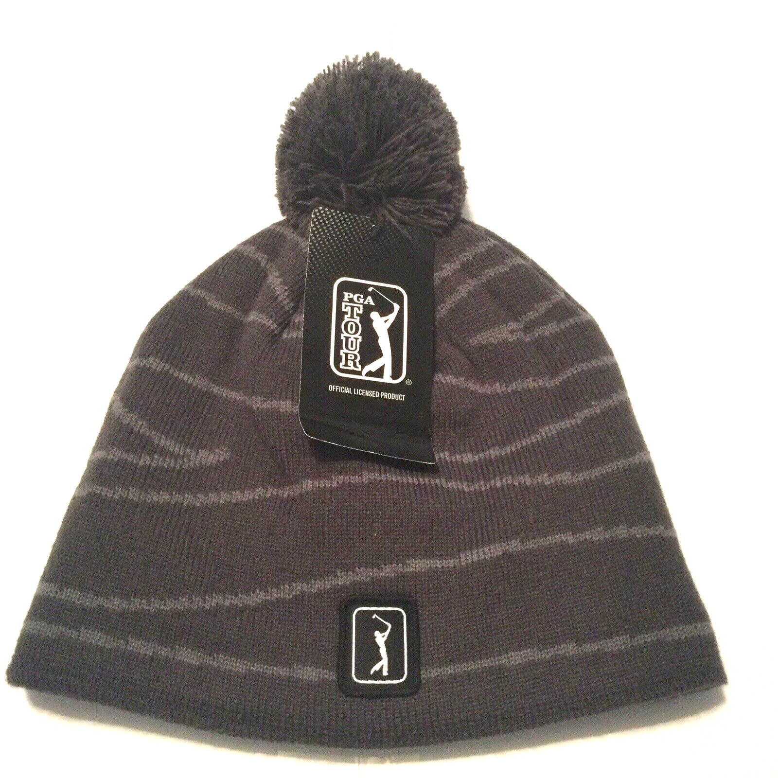 PGA Tour Beanie Hat Grey Pom-Pom Laser Pattern Officially Licensed One Size
