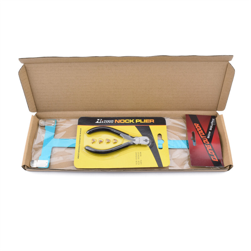 Archery Nock Pliers Set + 4 String Nocking Points + Bow T Square Blue