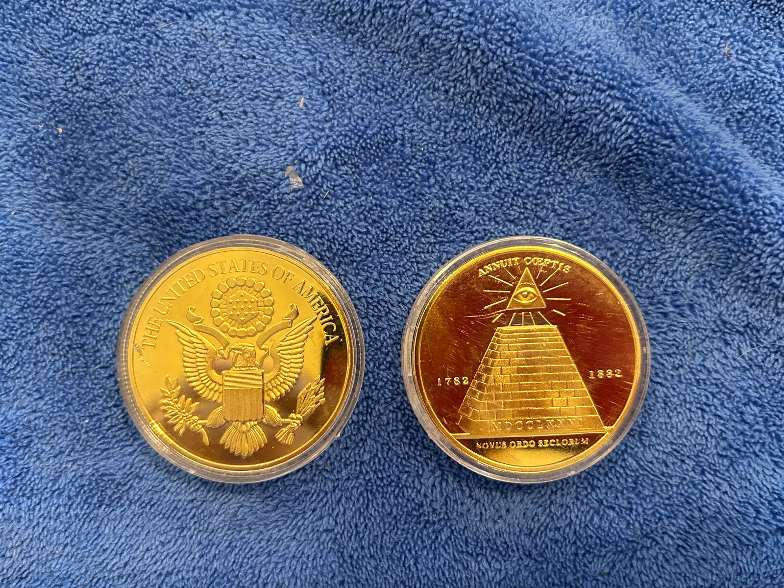 USA All Seeing Eye  Annuit Coeptis Great Seal  Collectible Gold Plated Coin