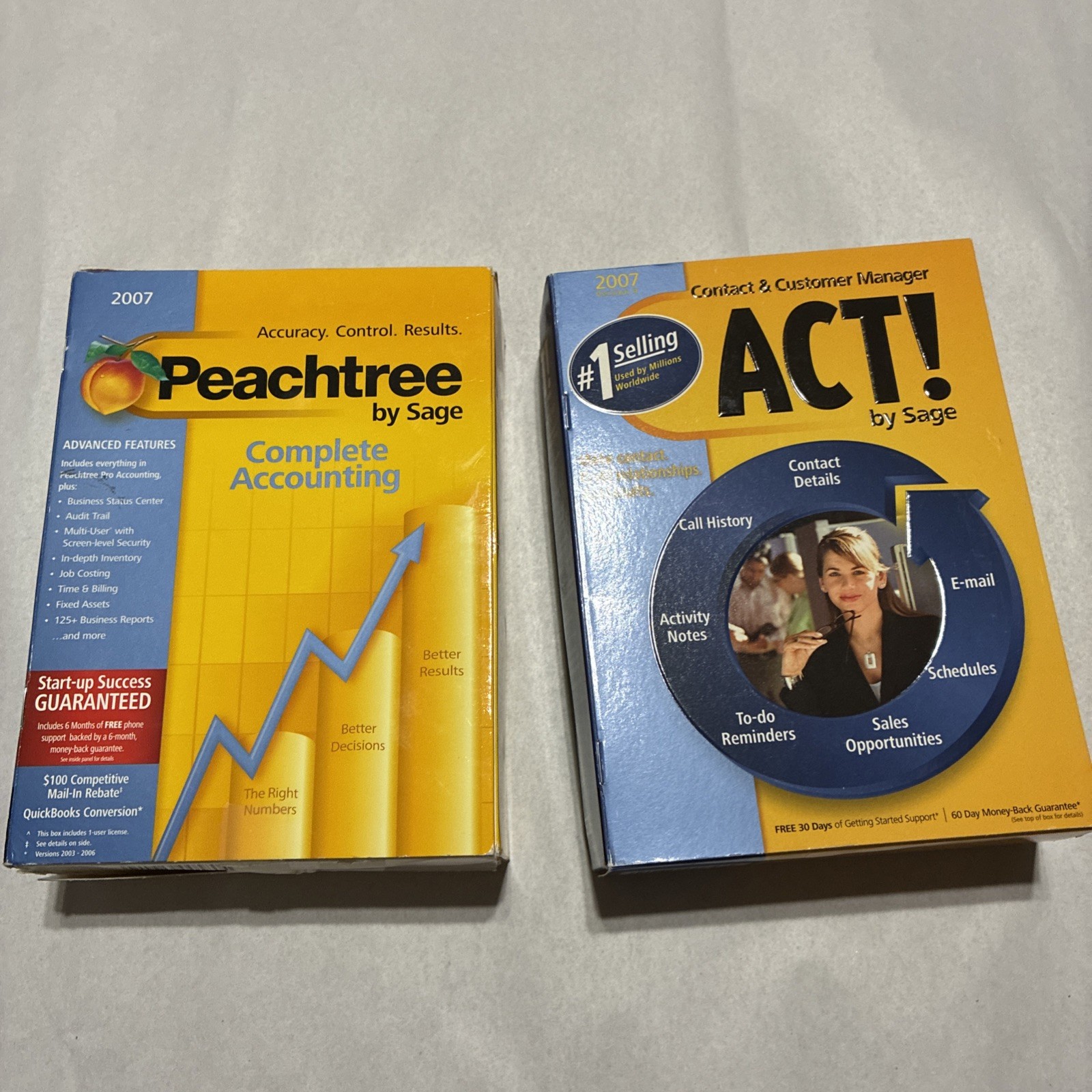 Sage Peachtree Complete Accounting 2007 & ACT Windows Computer Software 90’s