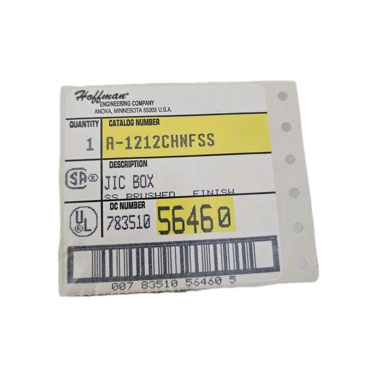 Hoffman A-1212CHNFSS Stainless Junction Box Enclosure