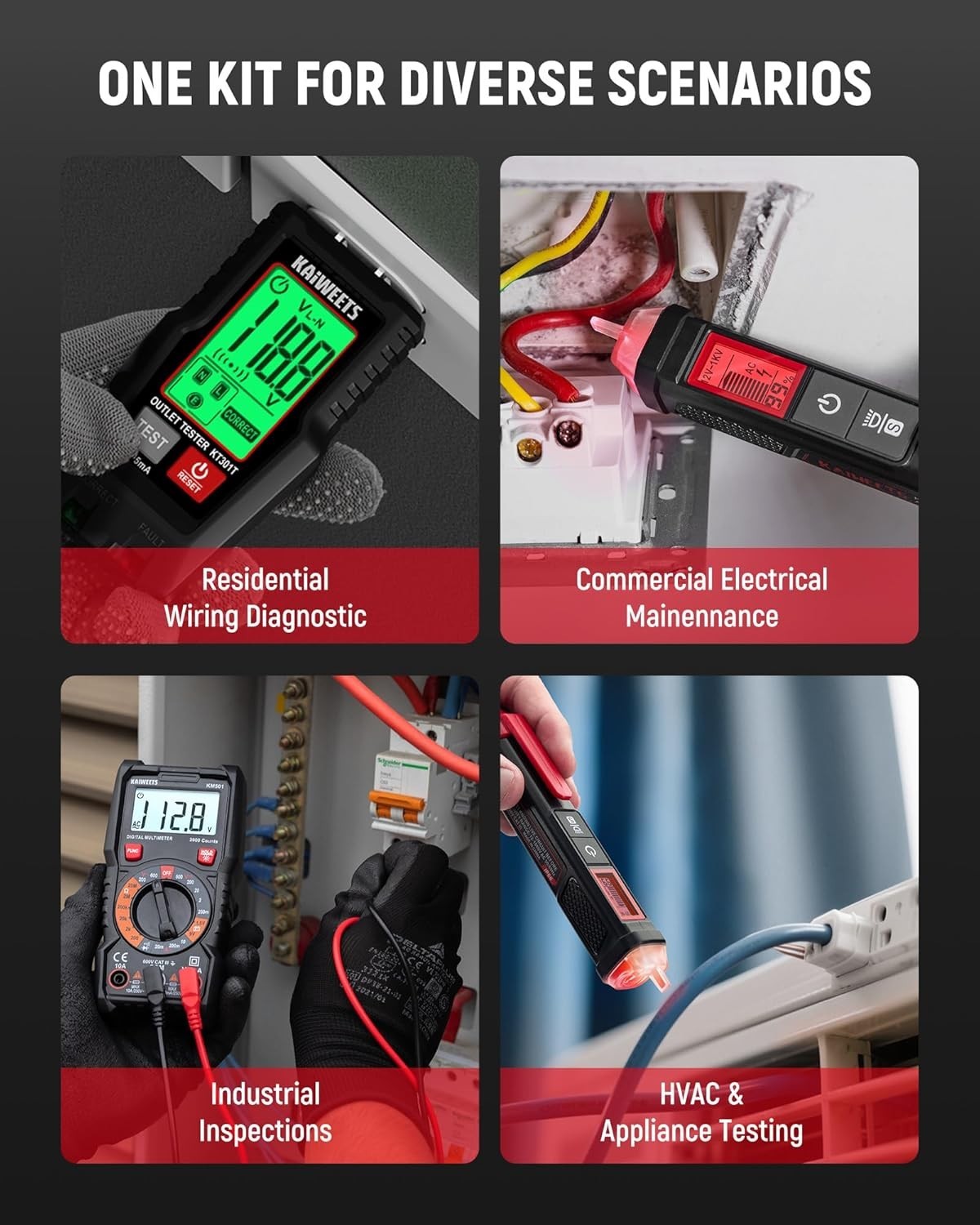 Electrical Kit , Digital Multimeter, Smart Non-Contact Voltage Tester & GFCI...