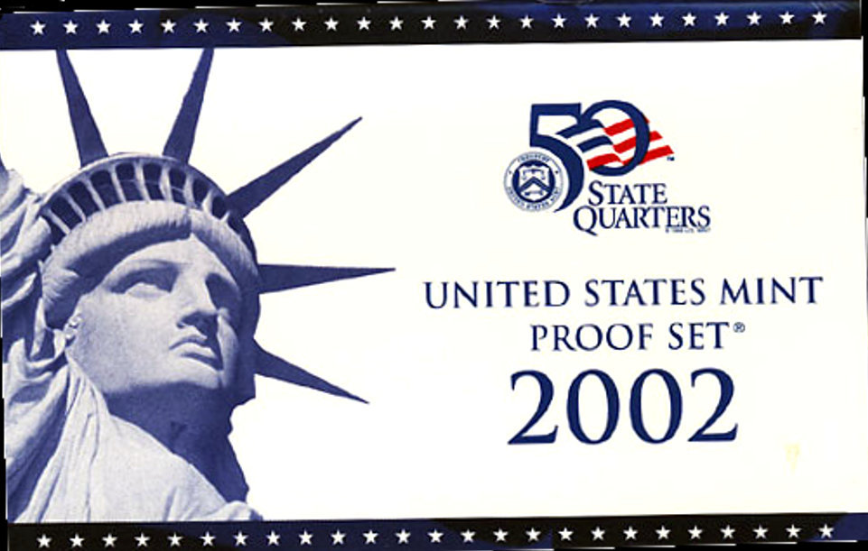 2002 S US Mint Proof Set | 10 Coins | 5 State Quarters & Sacagawea | Box & COA