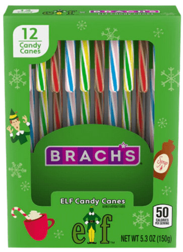 Brach's (12) ELF Candy Canes - Peppermint Hot Cocoa - Maple Syrup - Cotton Candy