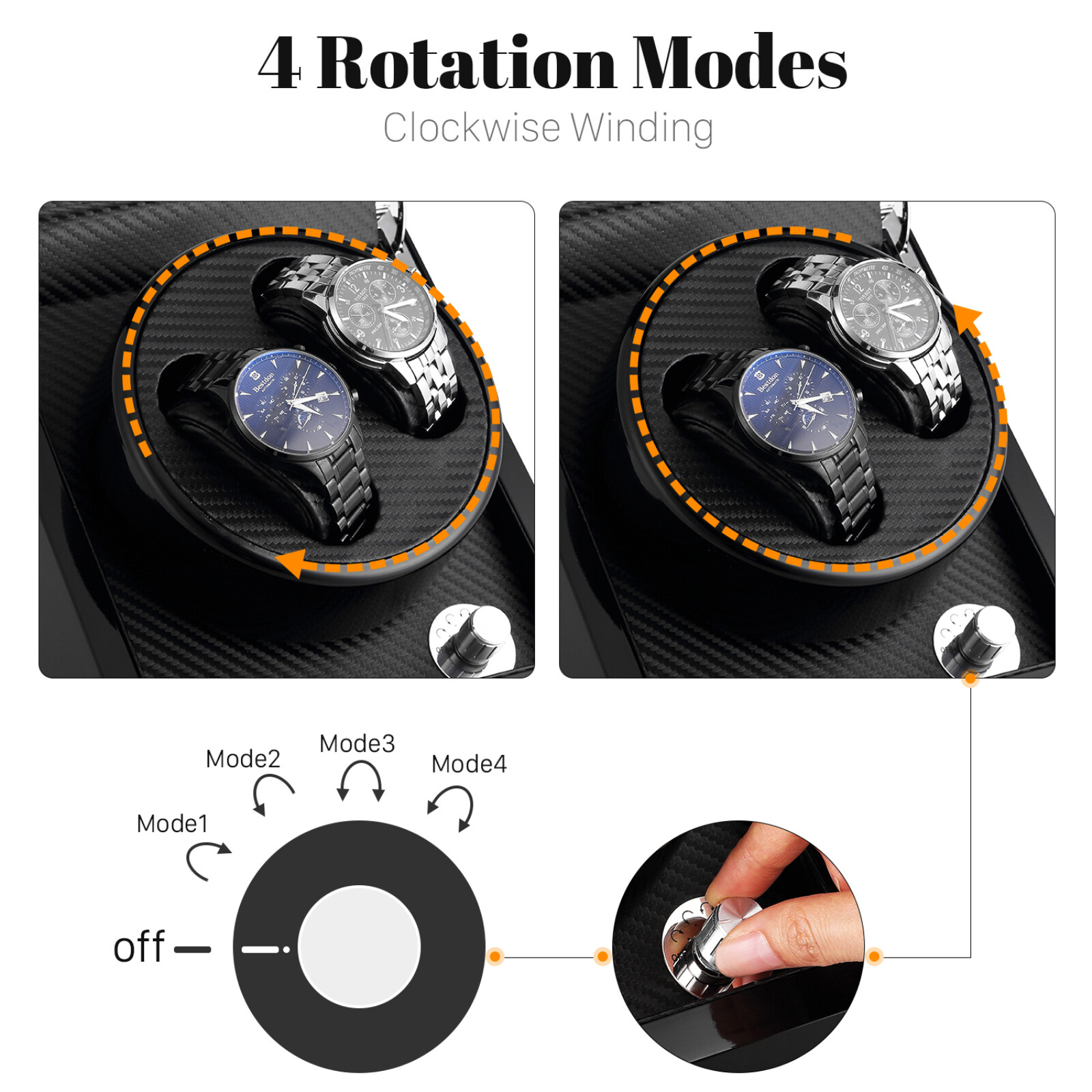 UTEN Automatic Rotation Watch Winder Storage Display Case w/ Speed Regulation
