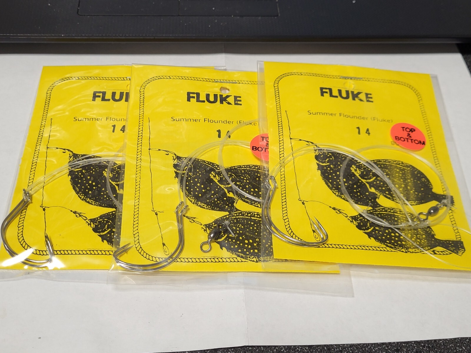 3 NJ Hand Tied English Hook Hi-Lo w/Dropper Loop Fluke/Summer Flounder Rigs
