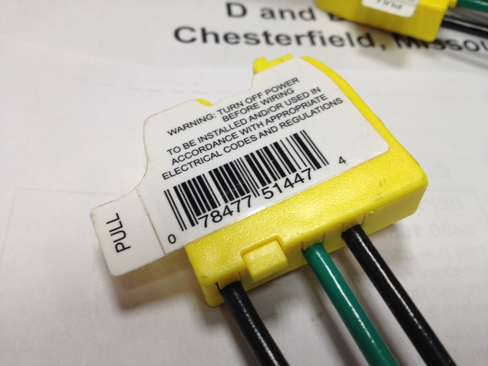 Leviton MSPSW-ST Wiring Module, 20 Amp, 6" Leads, Yellow