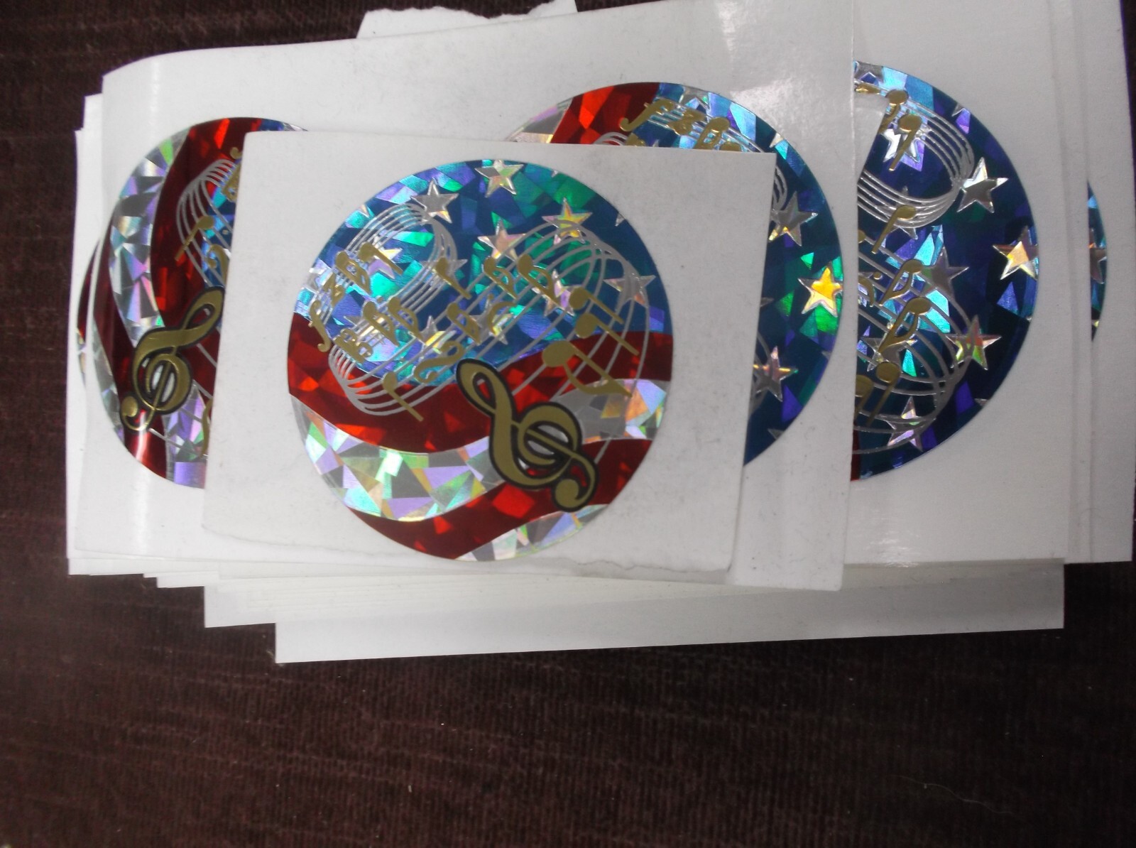 trophy parts lot of 24 music mylar patriotic 2" diameter