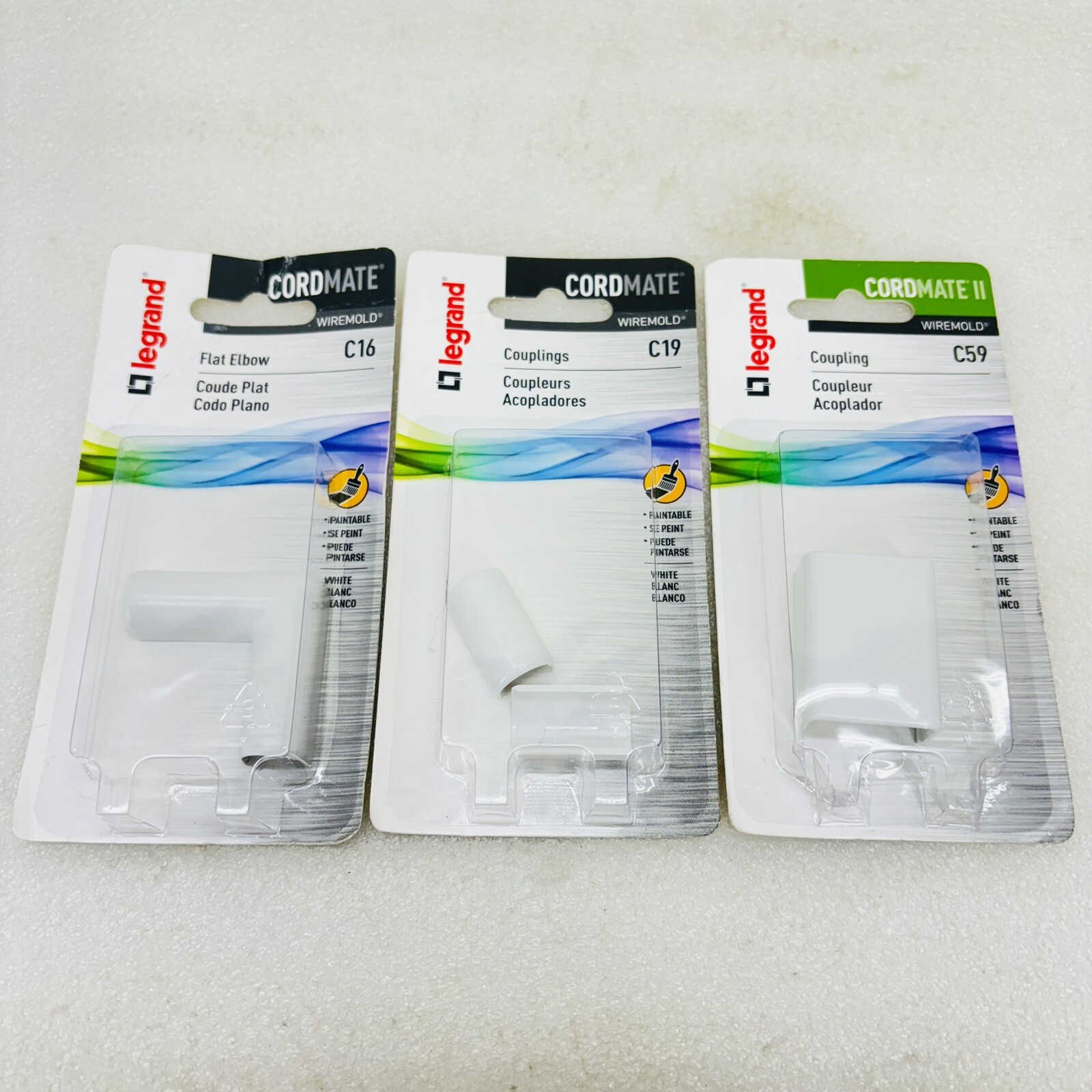 Lot of 3‼ NIP‼ Legrand Cordmate Wiremold C16/C19/C59 Flat Elbow Couplings x2