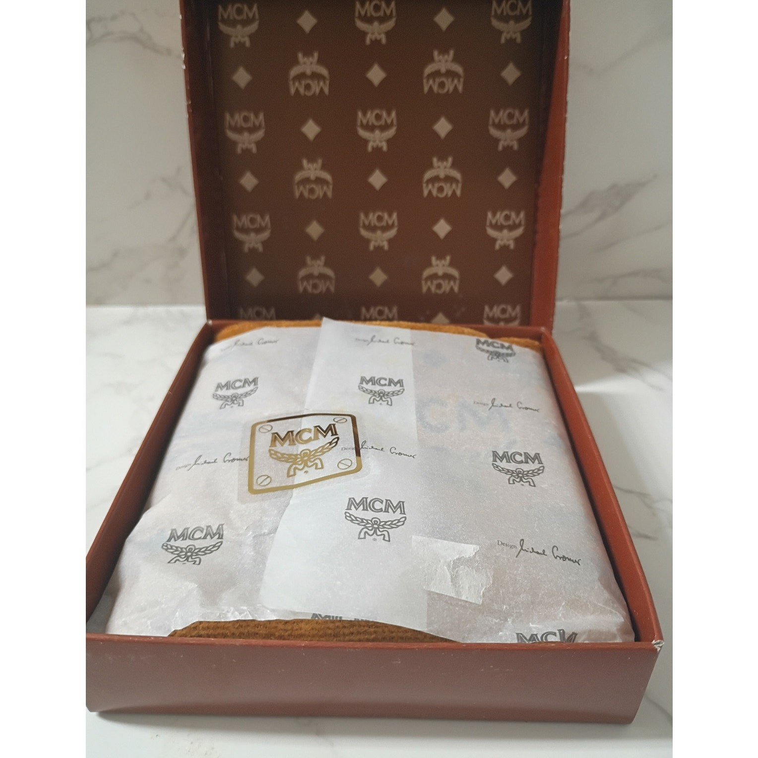 MCM Cognac Embroidered Visetos Monogram Hand Towel - NWT