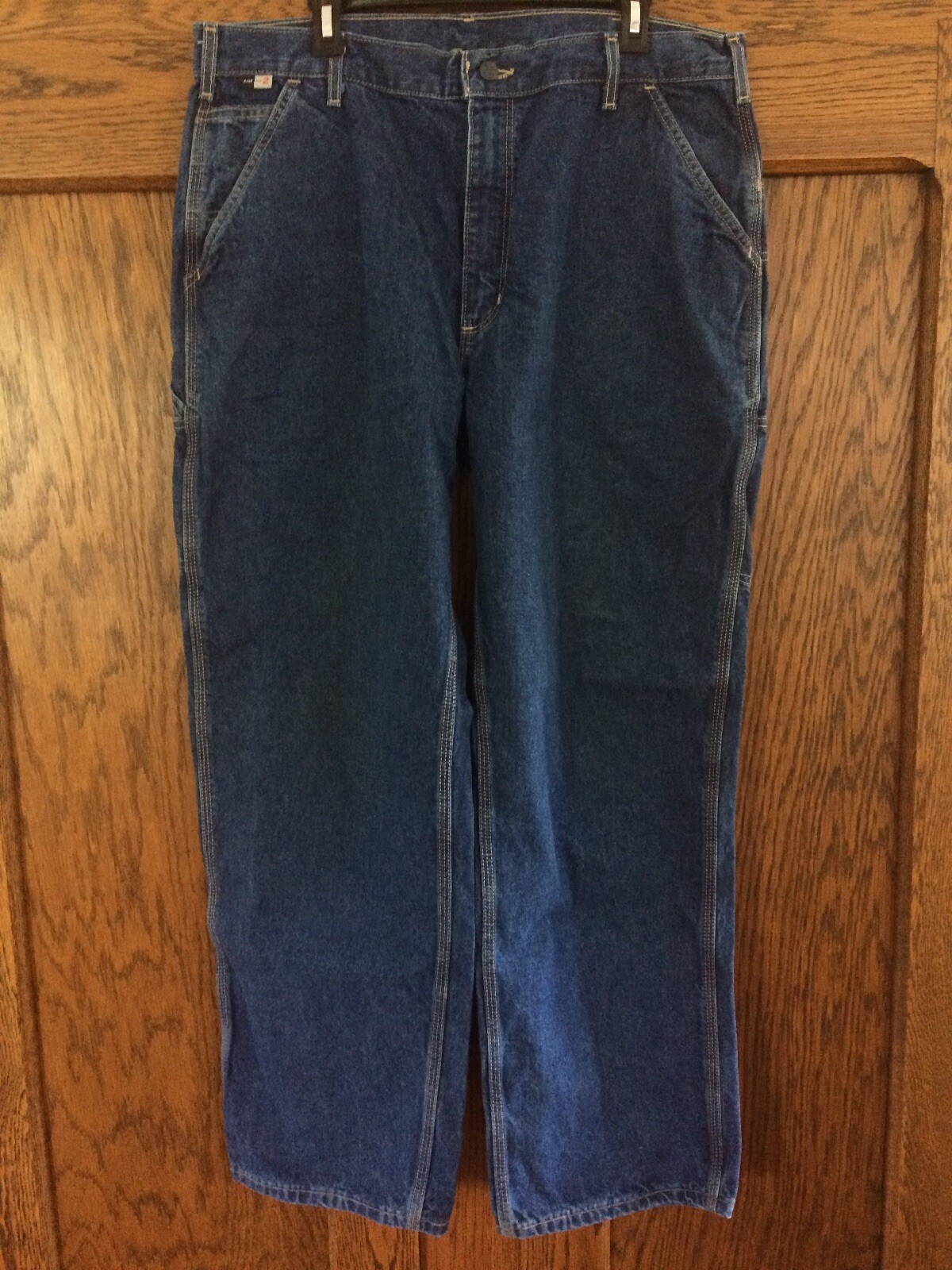 Men's Carhartt FRB13DNM Flame Resistant Denim Dungaree Sz 38x32 2112 Cat 2 FR