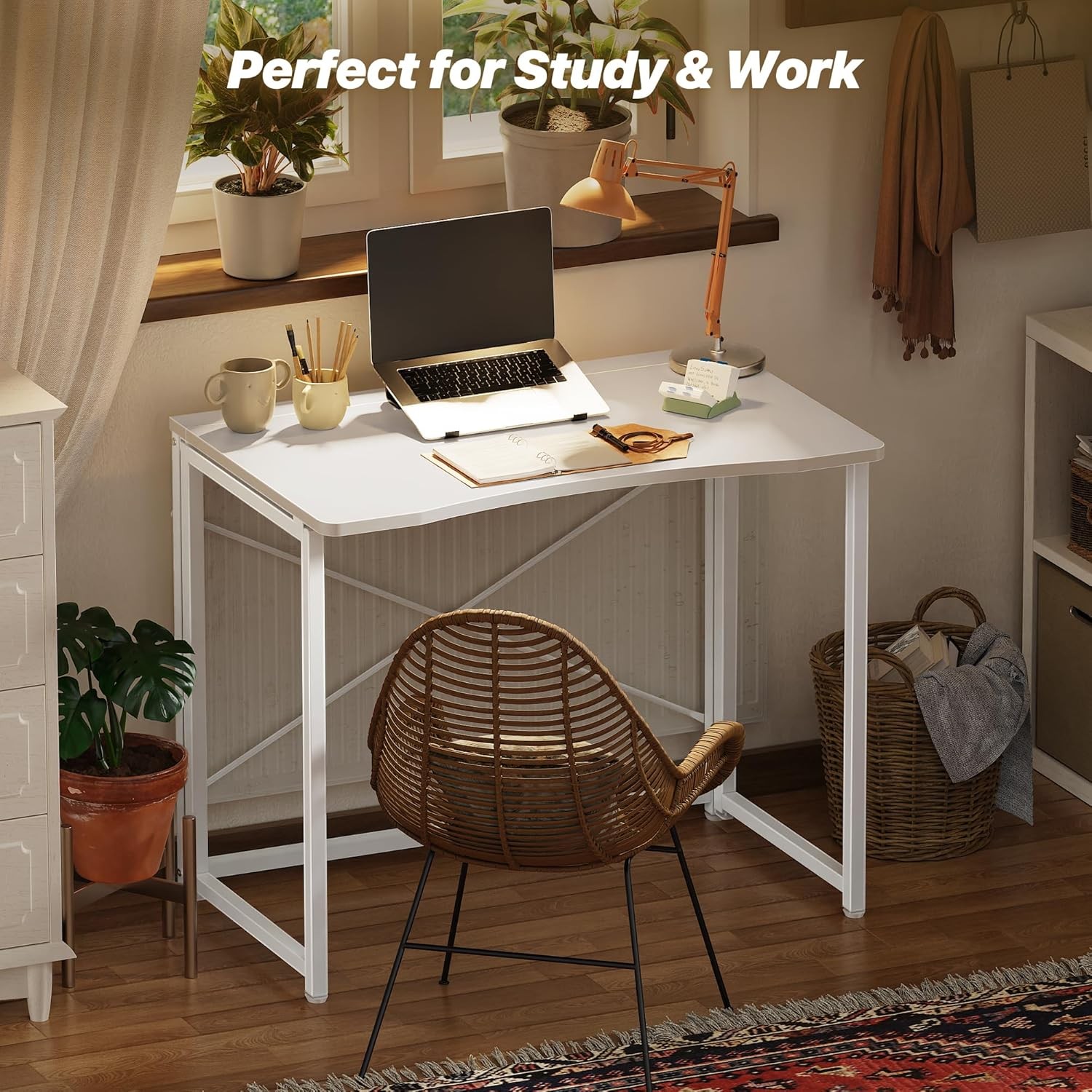 Folding Desk Small Spaces 31.5 Inch Foldable Computer Table Home Office Study