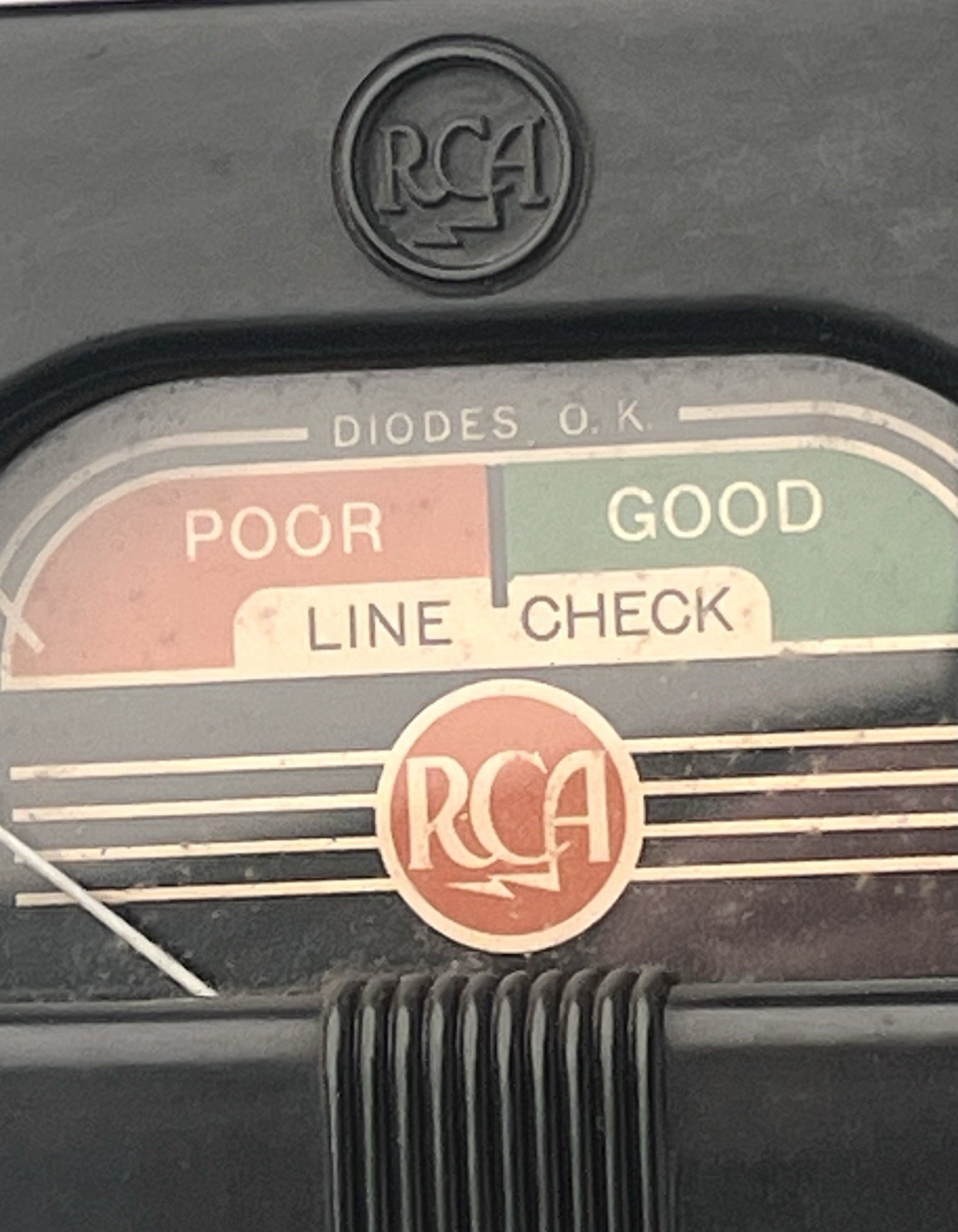 Vintage RCA Diodes Line Check Panel Meter Deco Bakelite Poor / Good Simpson Co