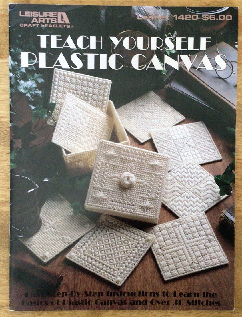 LEISURE ARTS LEAFLET #1420-Teach Yourself Plastic Canvas, Coaster Projects, 1992