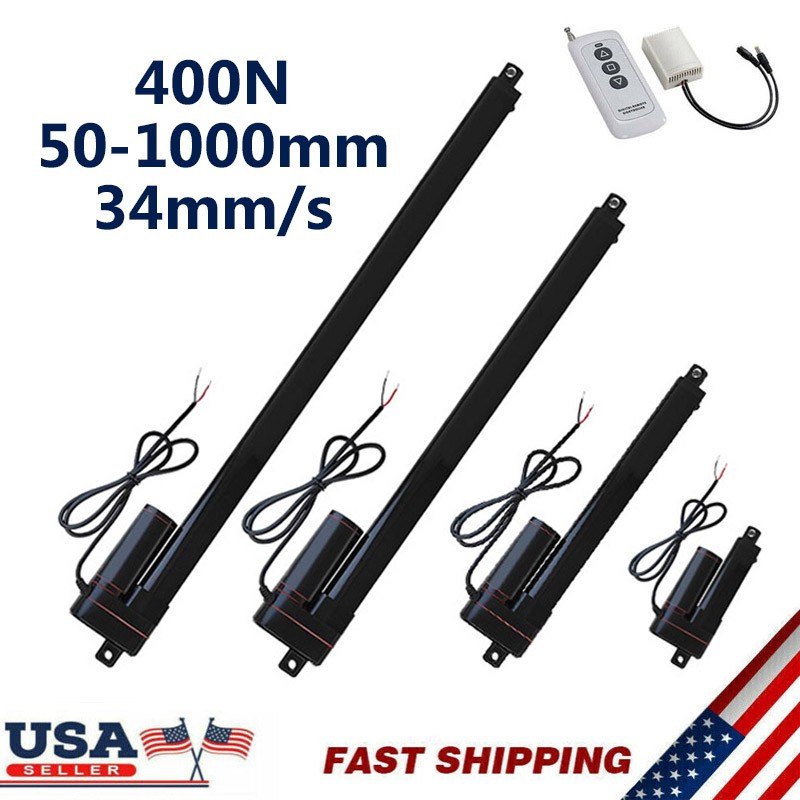 400N 12V Linear Actuator Motor High speed 34mm/s Stroke 2"~40" 88lbs Waterproof