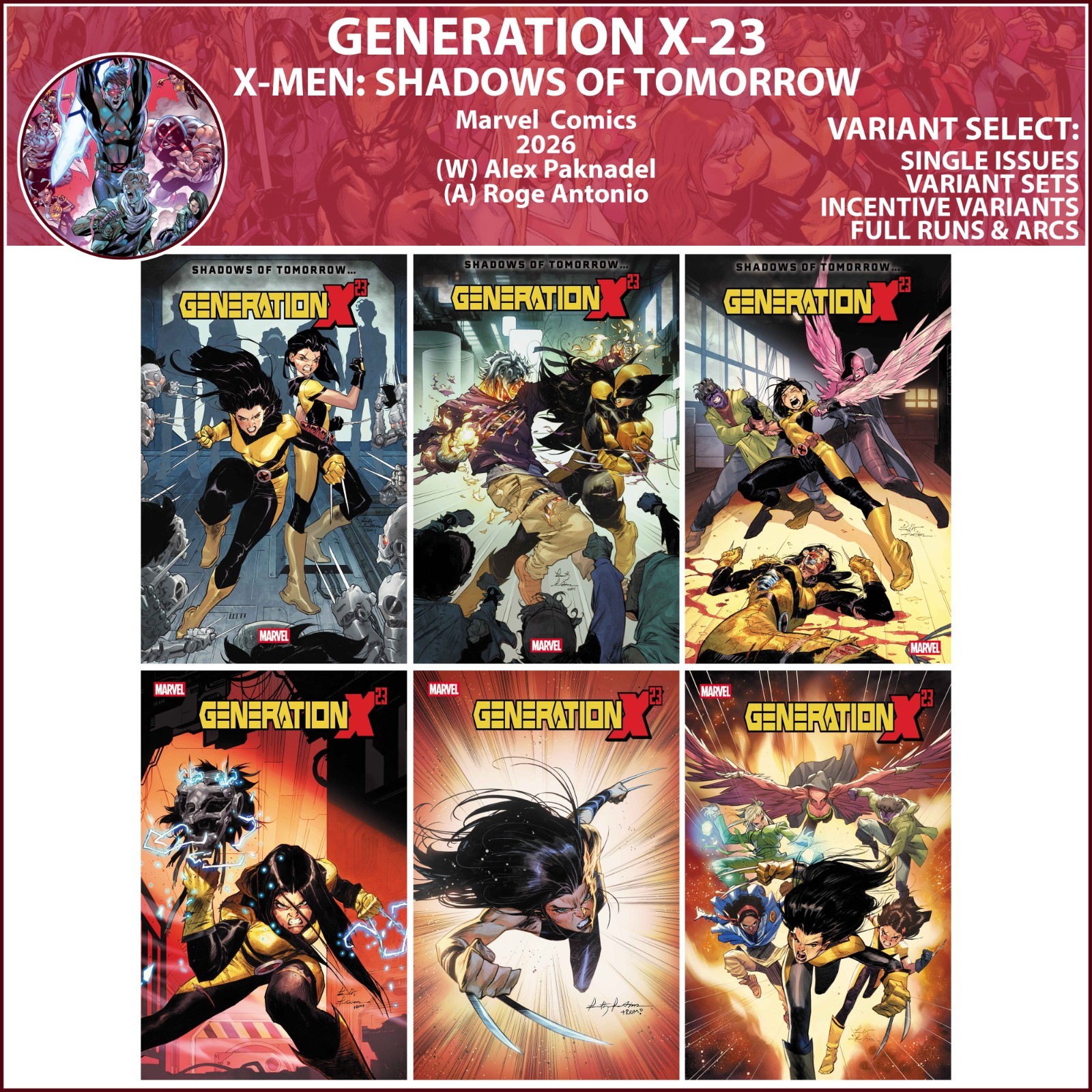 Generation X-23 (2026) #1 2 3 4 5 6 Marvel Comics COVER SELECT