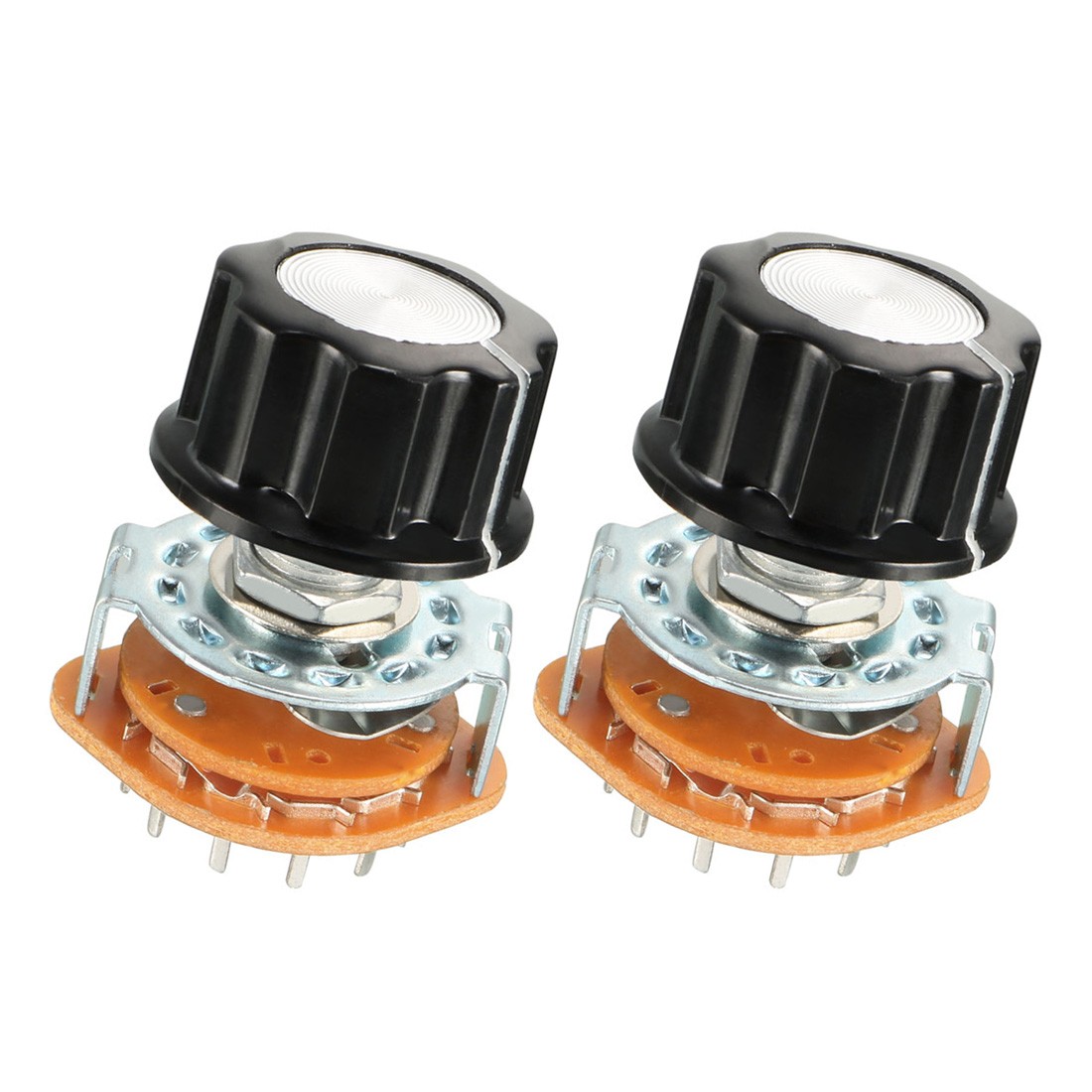 3P4T 3 Pole 4 Throw Single Deck Rotary Switch with Knob DIY Band Channel , 2Pcs