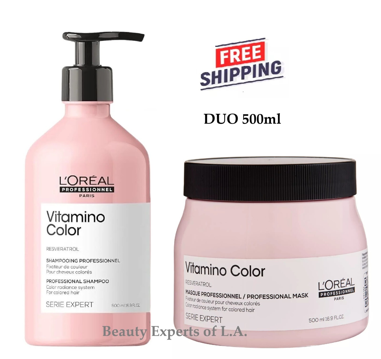 DUO  LOreal Vitamino Color Shampoo 500ml & Mask 500ml / 16.9oz