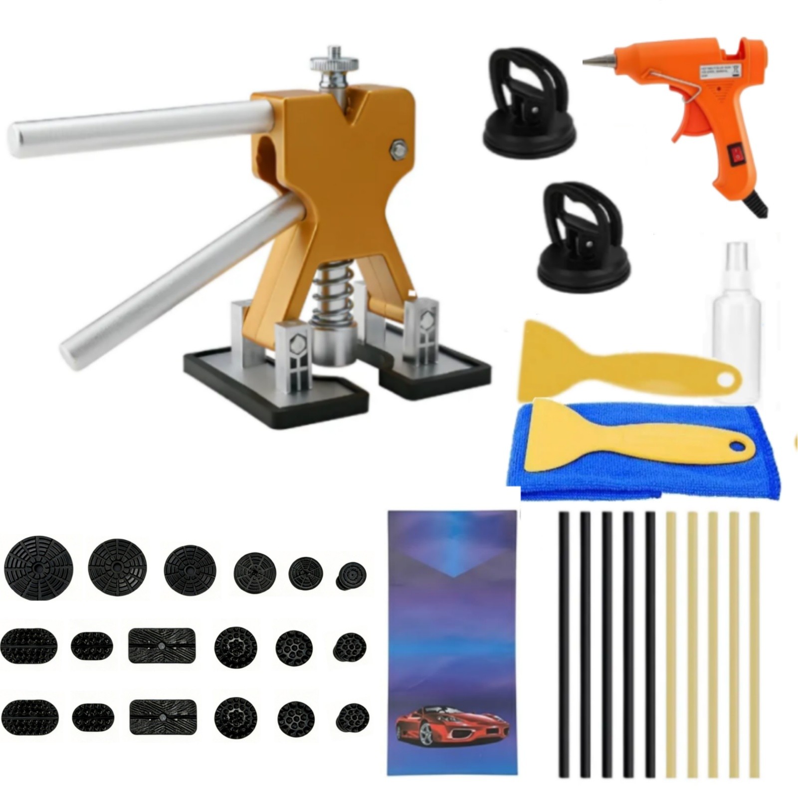 34Pcs Car Body Dent Puller Tool Paintless Hail Damage Remover Repair Kit NEW