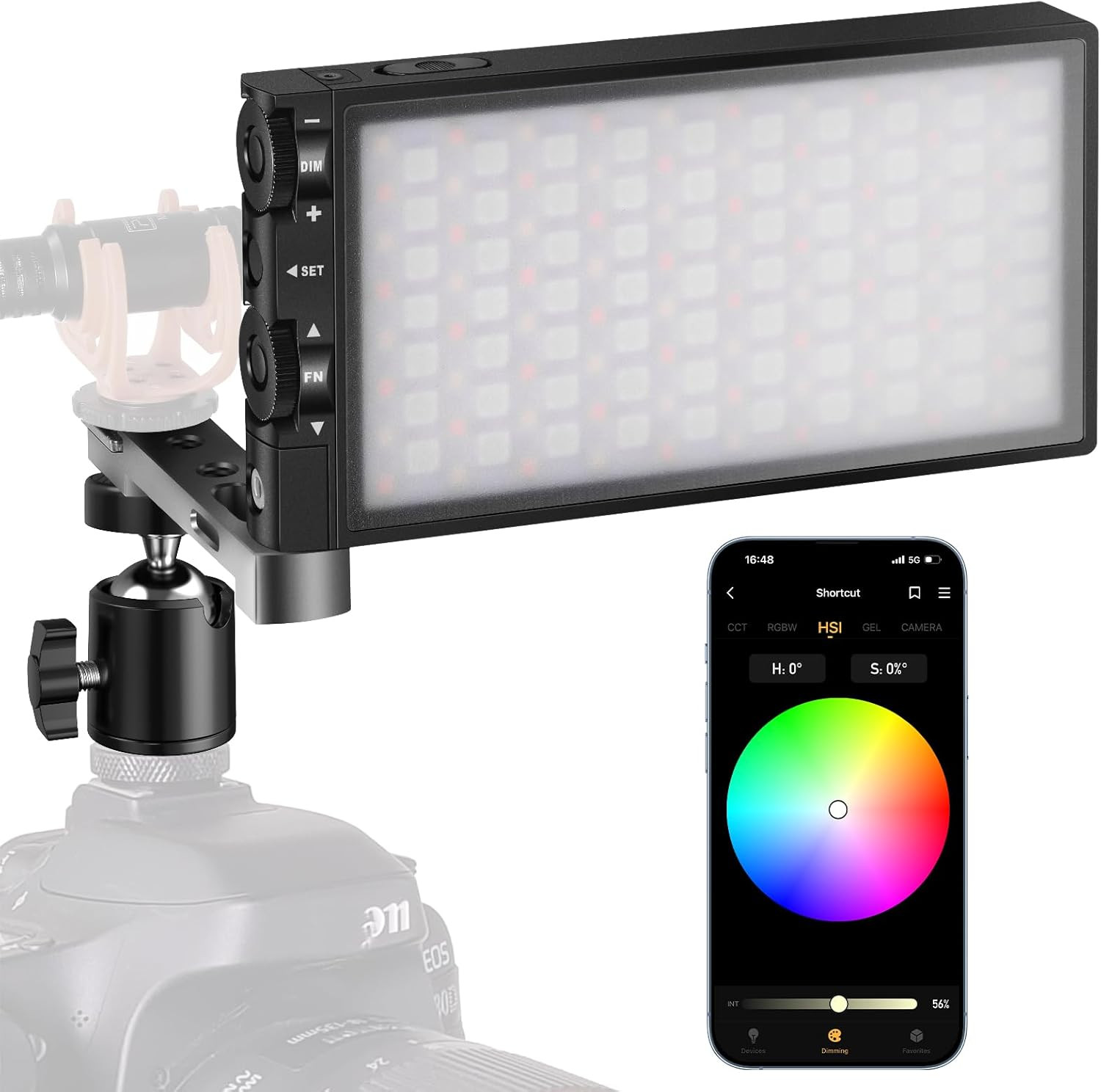 G1S RGB Video Light with APP Control, 12W 210 Minutes Rechargeable Battery LED C