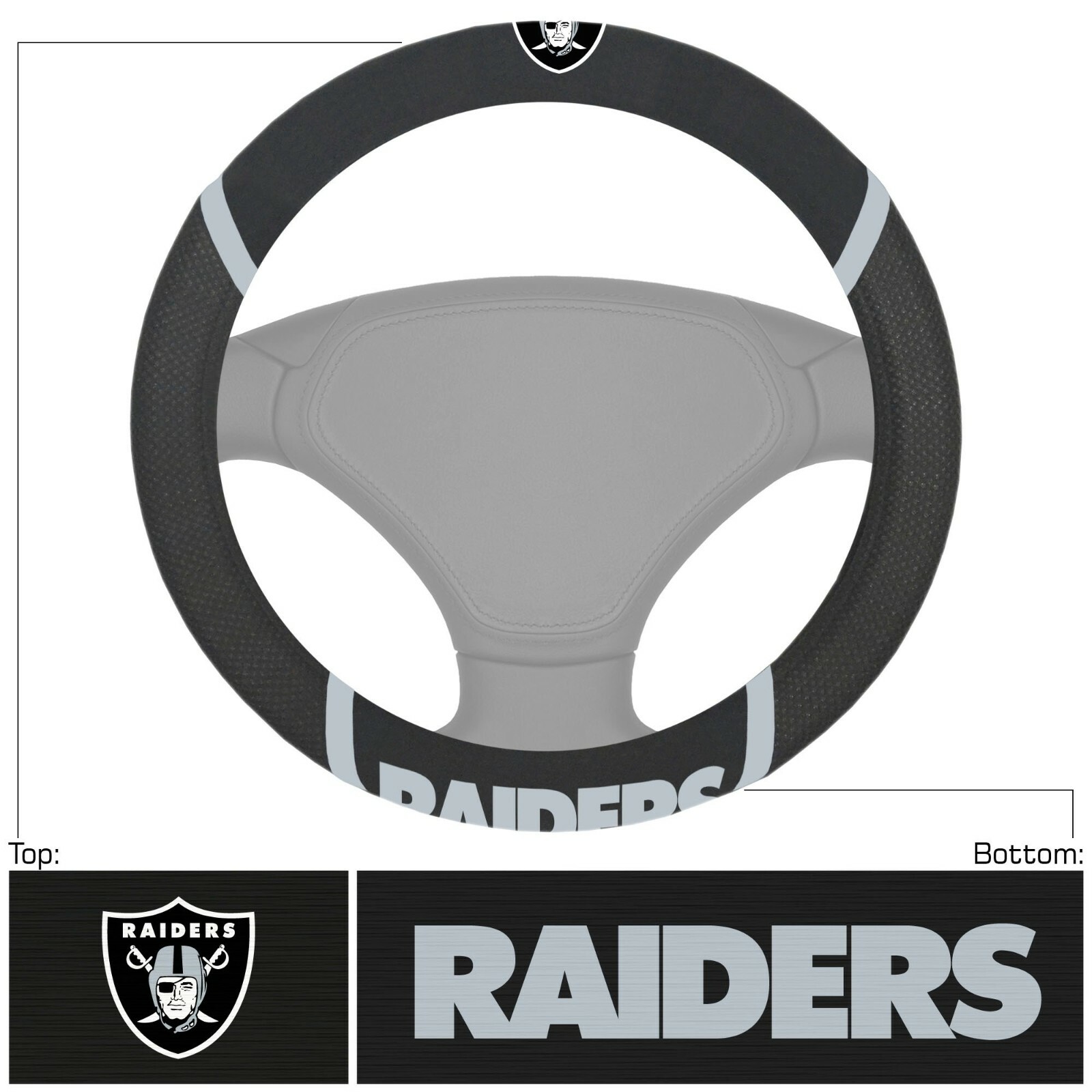 New NFL Las Vegas Raiders Car Truck Embroidered Steering Wheel Cover Licensed