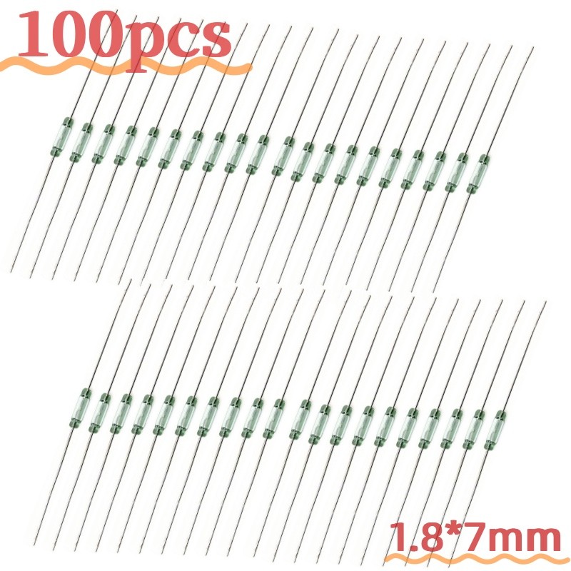 100PCS Normally Open Reed Switch 1.8x7mm Glass Sealed Magnetic Induction Sensor