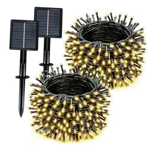 Solar String Lights Outdoor Waterproof Total 66ft 200LED | 8 2 Pack Warm White
