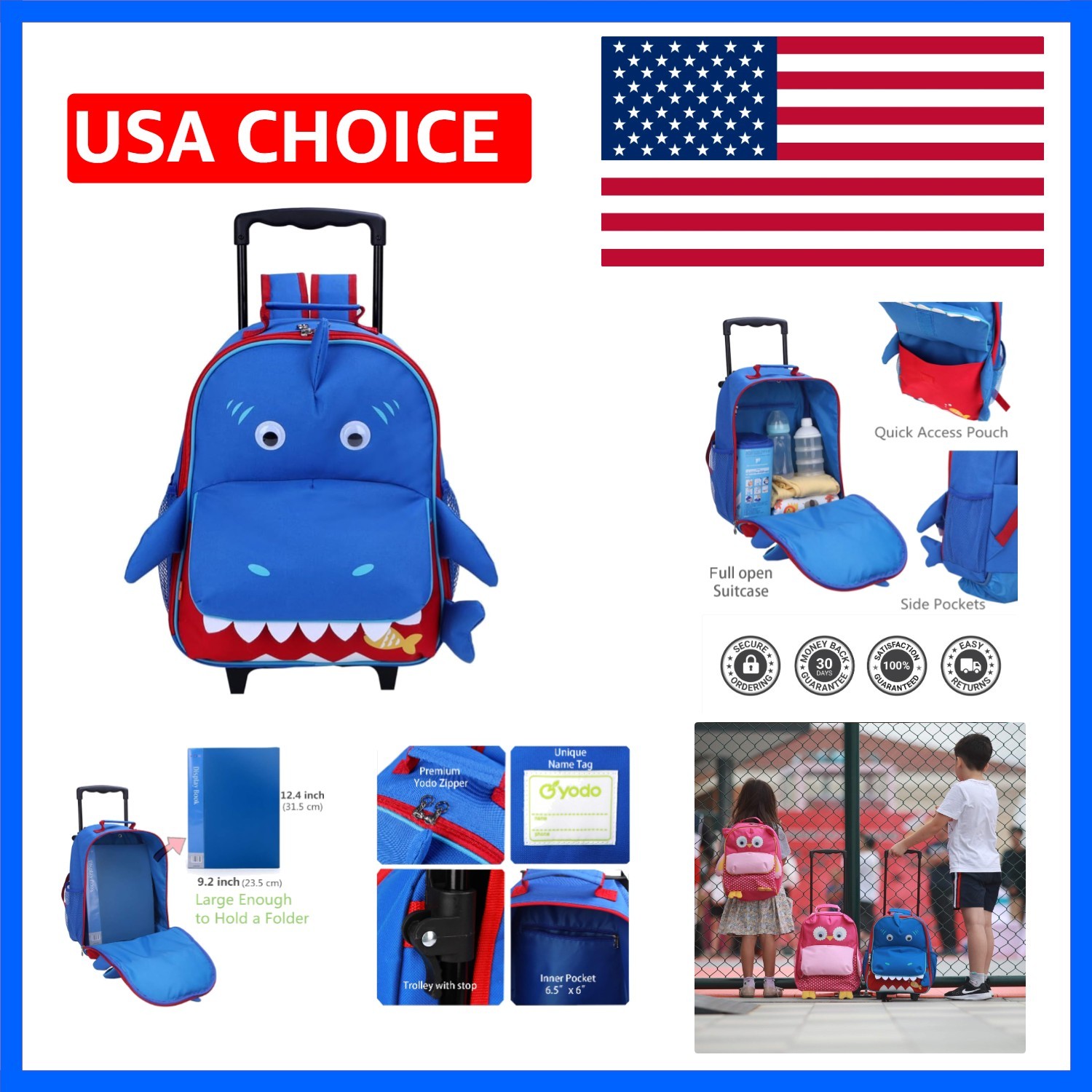 3-Way Kids Suitcase Luggage or Toddler Rolling Backpack with wheels