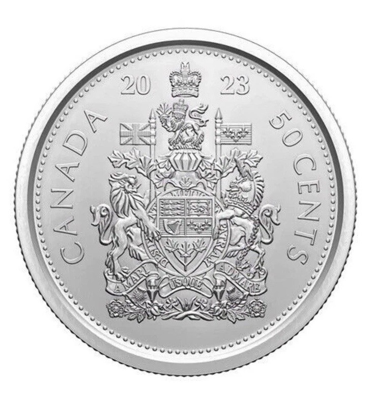 Canada 25 x 50 Cents 2023 - UNC - Royal Coat of Arms - King Charles 11