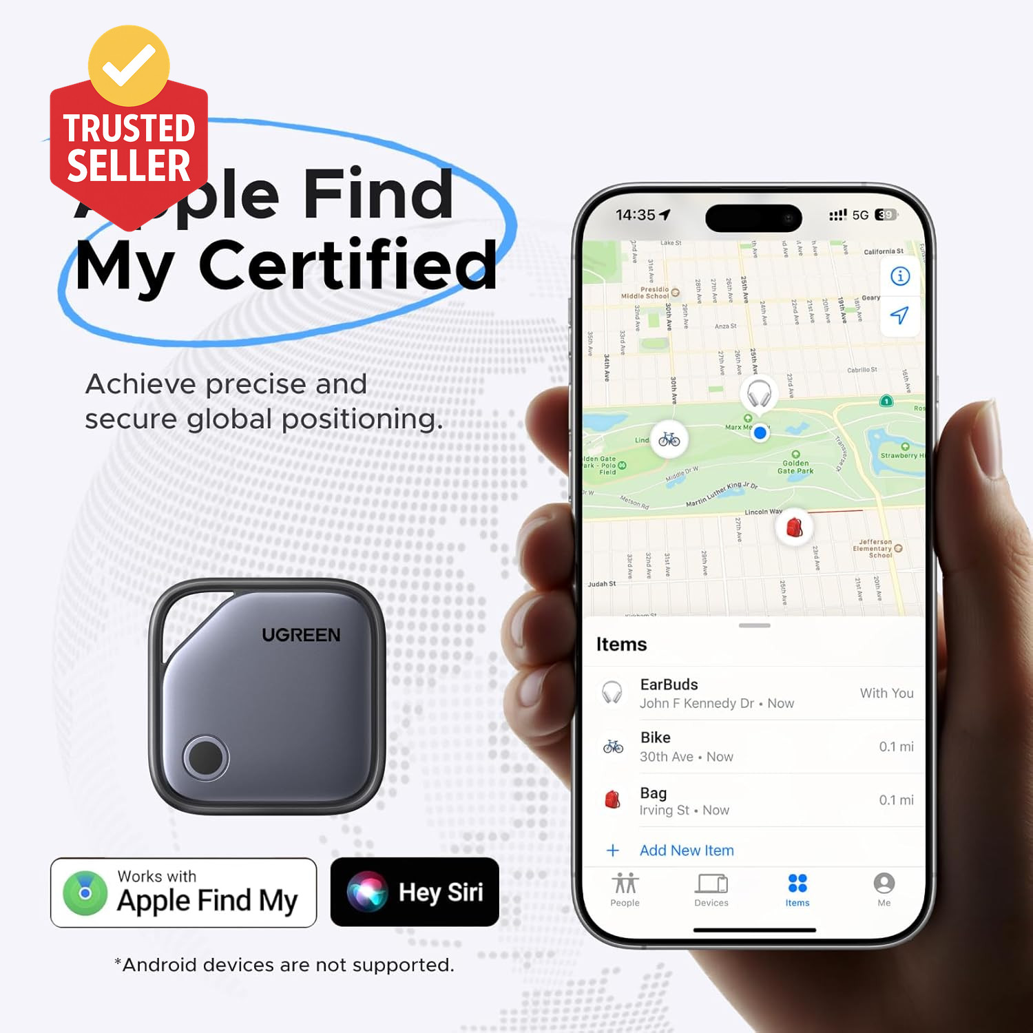 Finetrack Air Tracker Tags (Ios Only) 4 Pack, 2-Year Replaceable Battery Bluetoo