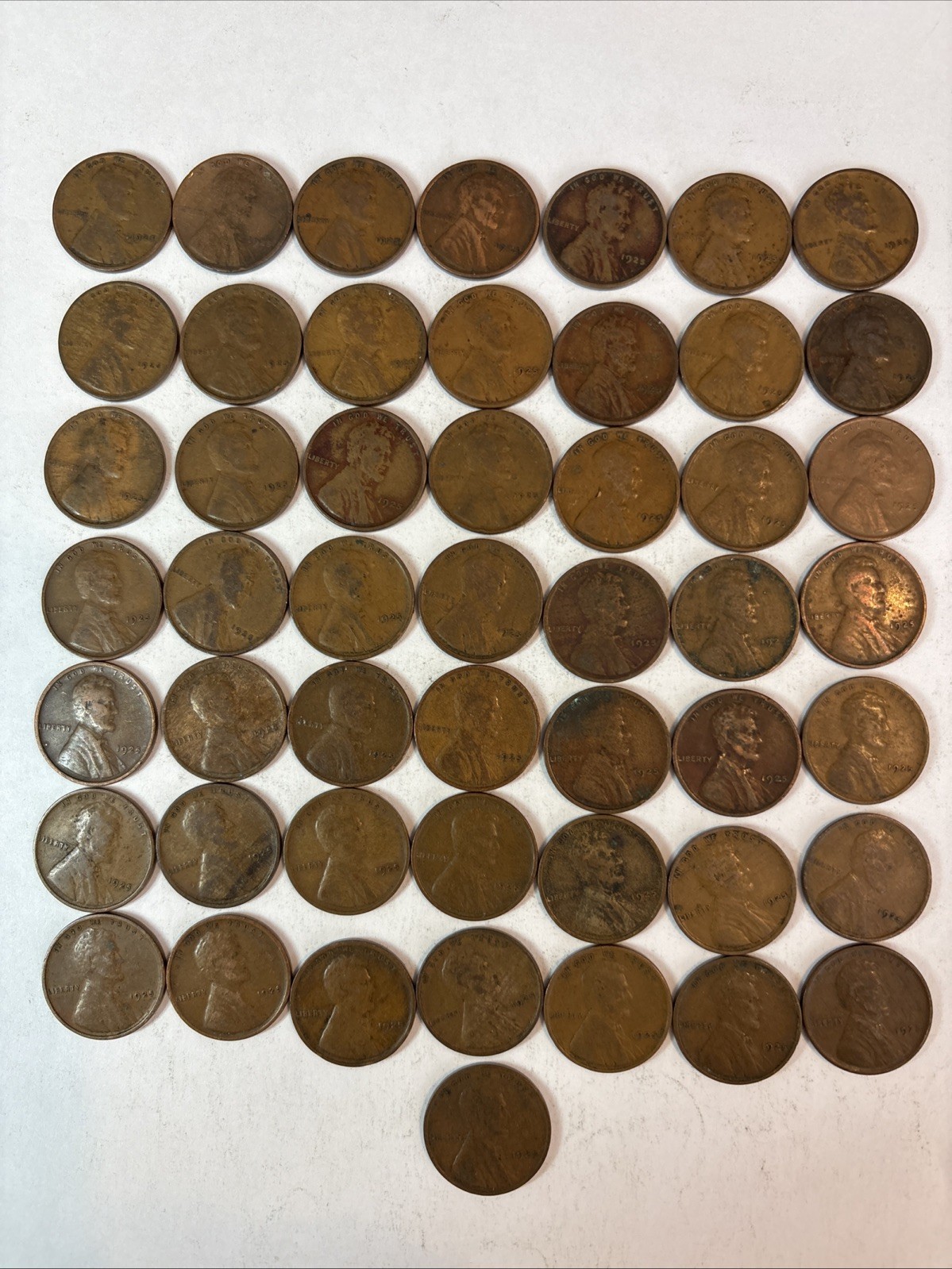 1925-P Lincoln WHEAT Cents Roll Of 50 Coins  In Circulated Condition See Pics