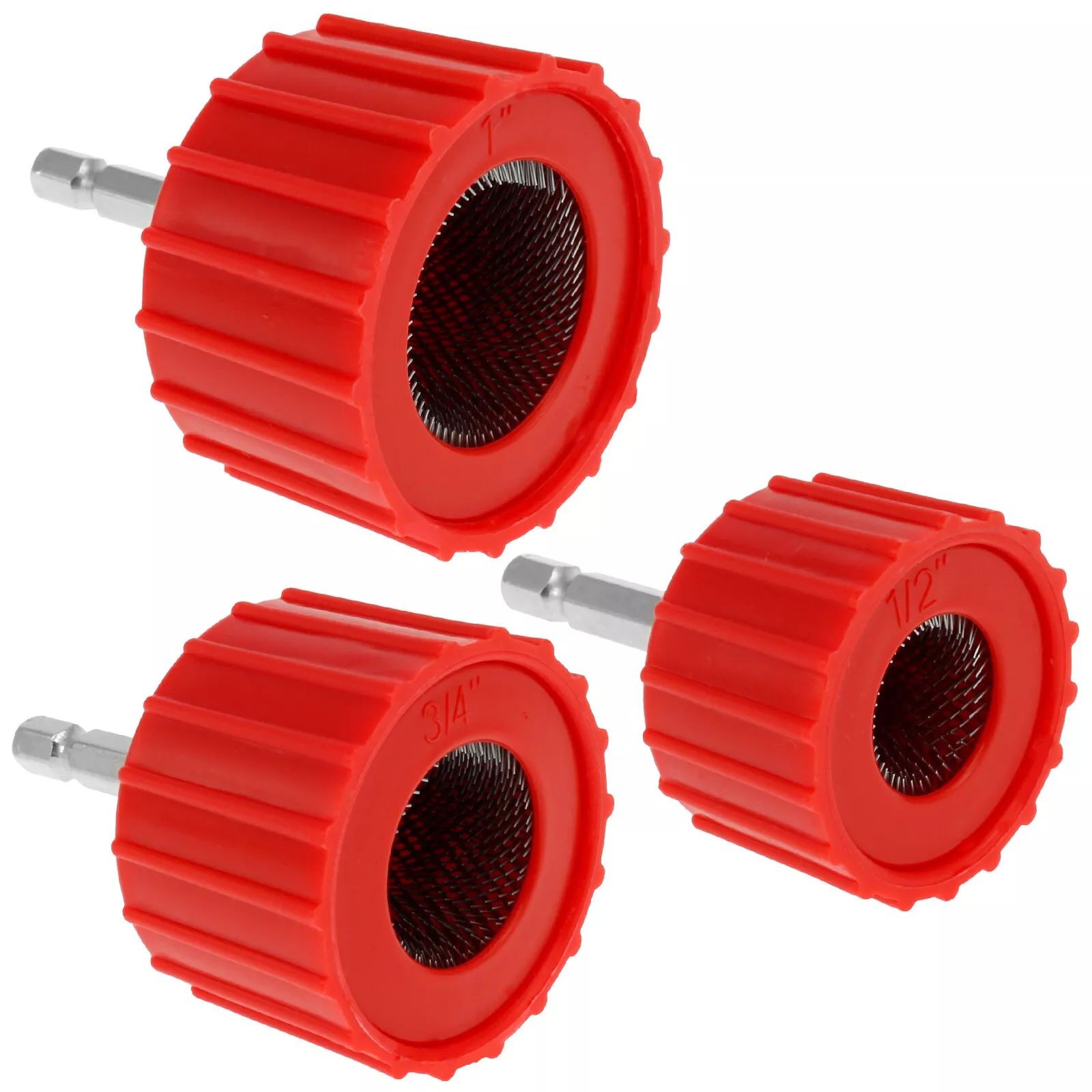 3pcs Red Metal Pipe Cleaner Tube Pipe Cleaning Polishing Brush for Power Drill