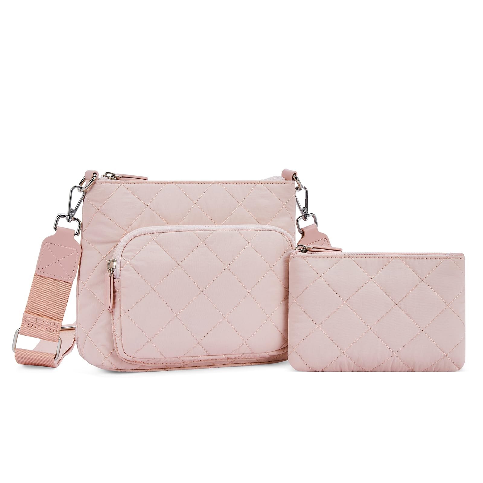 WESTBRONCO Quilted Crossbody Bags for Women Multi Zipper Pockets Nylon Purses...