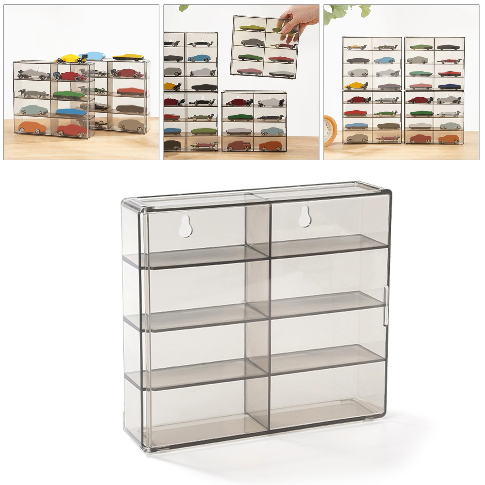 Acrylic 8-Compartment Display Case for 1:64 Scale Collectible Diecast Vehicles