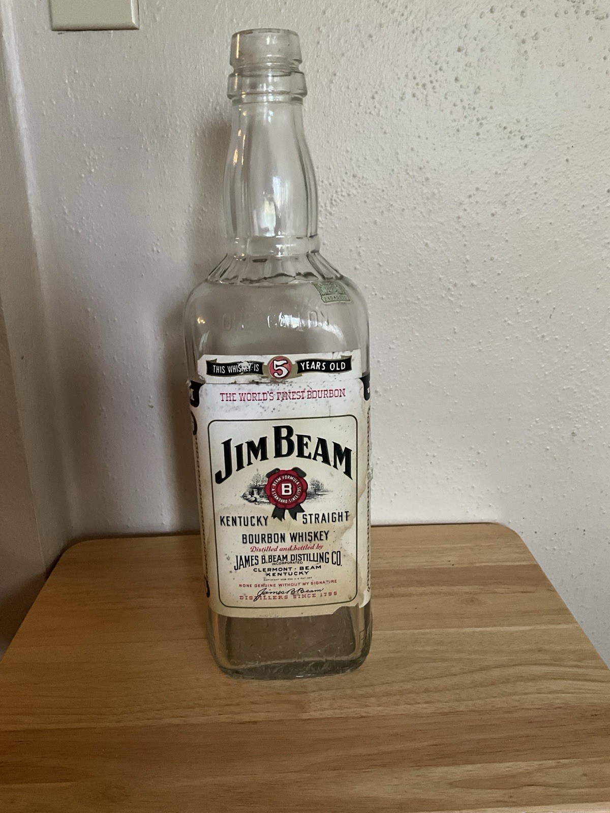 Vintage 1970’s Jim Beam Bourbon Whiskey 1 Gallon Glass Bottle Empty Collectible