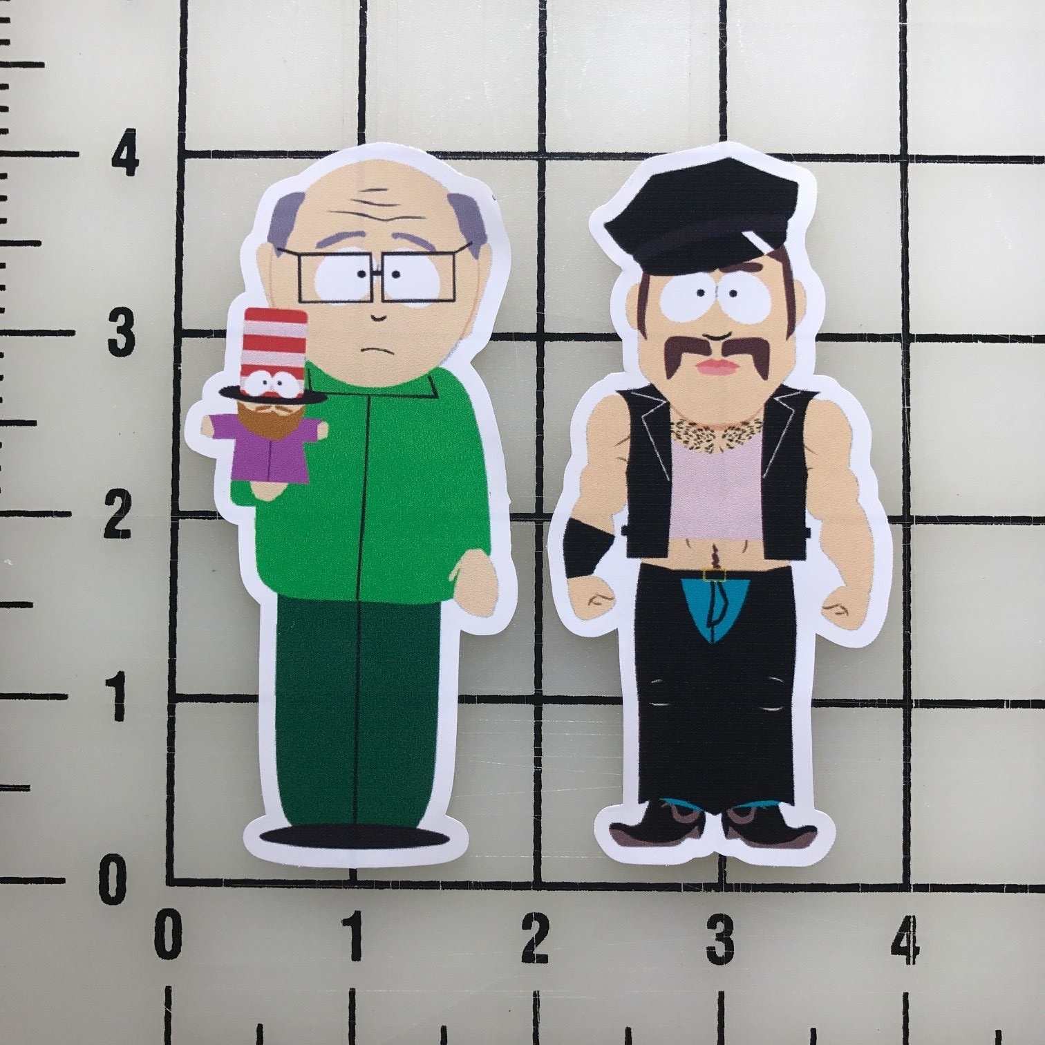 Mr. Garrison and Mr. Slave 4" Tall Vinyl Decal Sticker Set