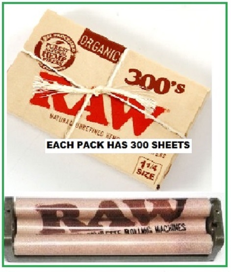 RAW 300's ORGANIC Hemp Cigarette Papers and 79mm hemp plastic ROLLING MACHINE