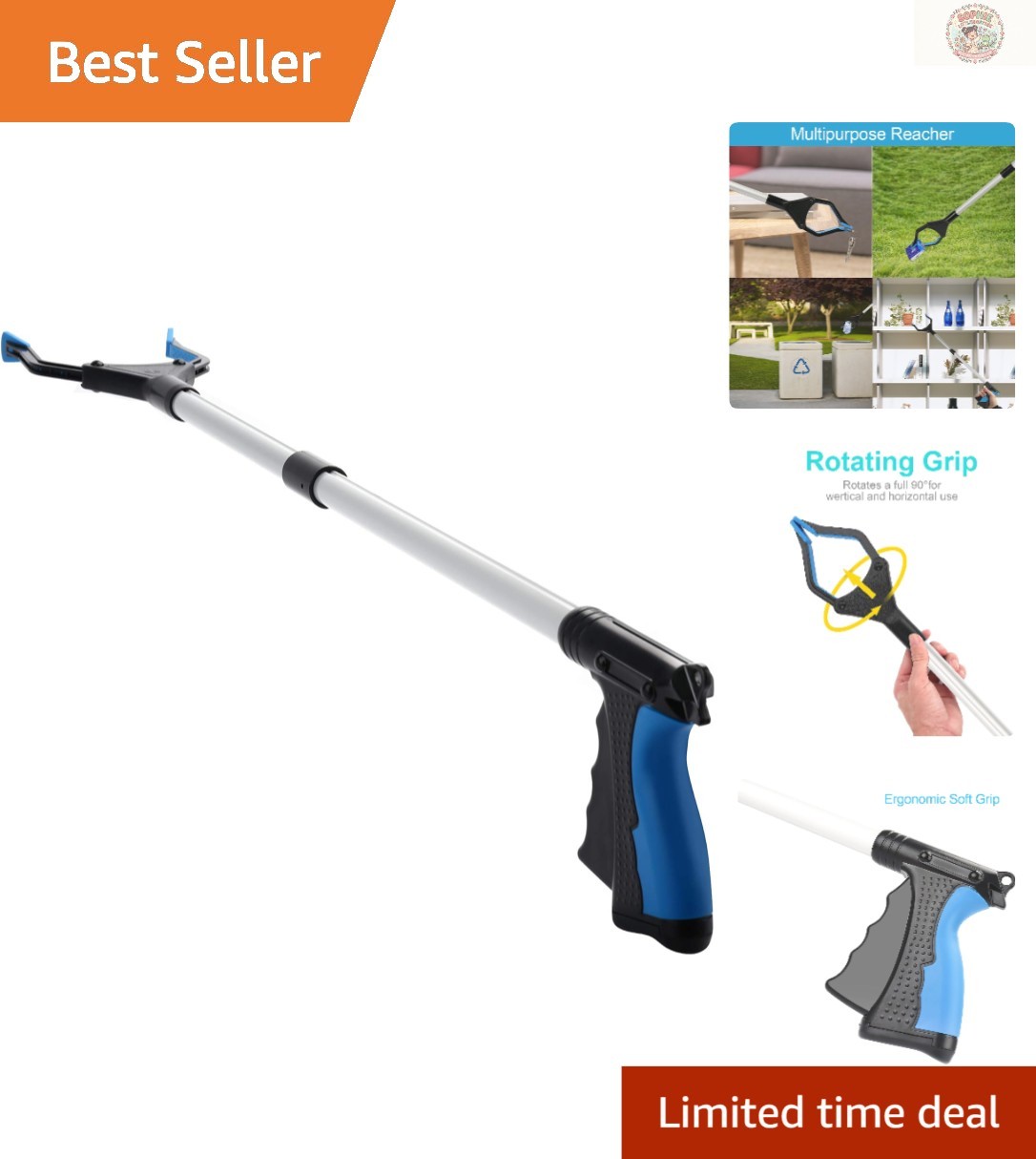 32" Lightweight Grabber Reacher Tool for Easy Litter Pickup - Ergonomic Handle
