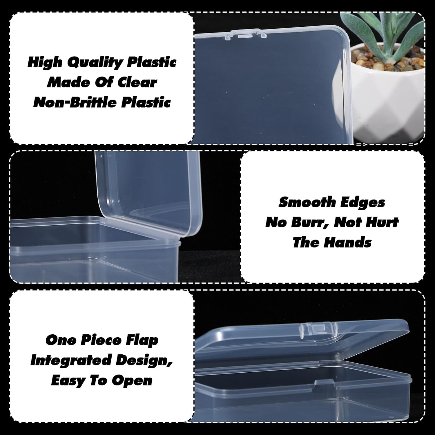 30 Pcs Clear Plastic Beads Storage Containers Box with Lids Mini Square | Small