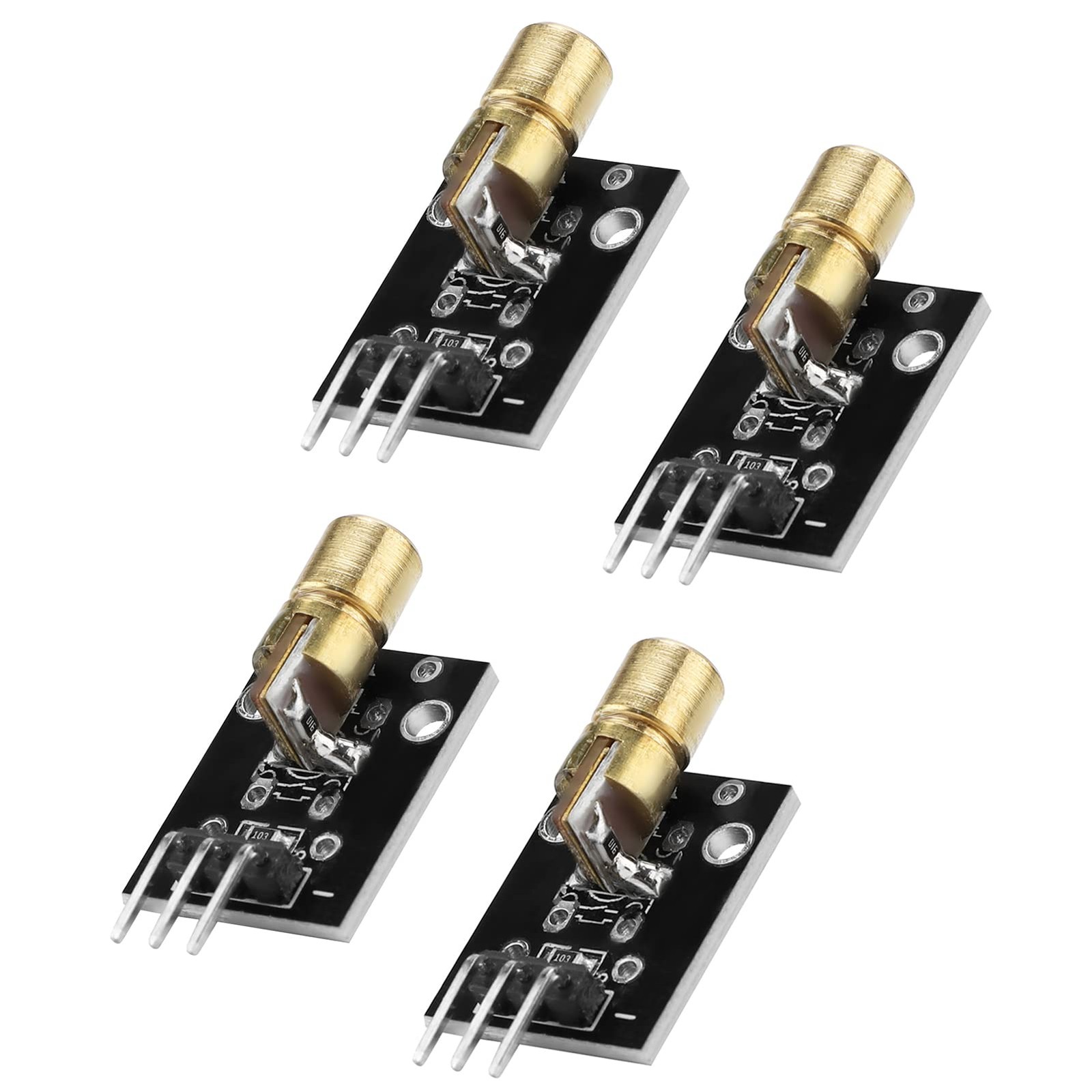 4 Pcs 3 Pin 650nm Red Transmitter Module Dot Diode Copper Head Sensor Module ...